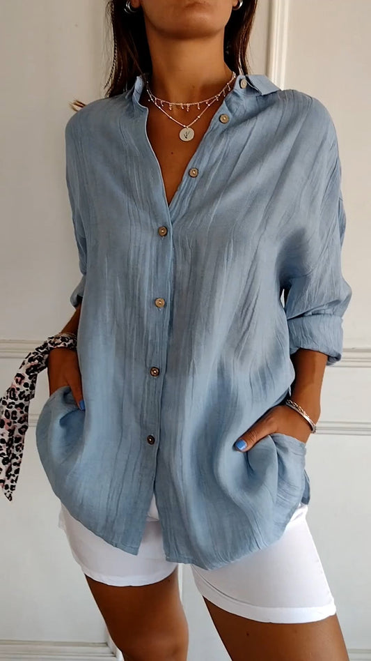 Sasha | Elegant Pleated Vacation Blouse — Summer Essential